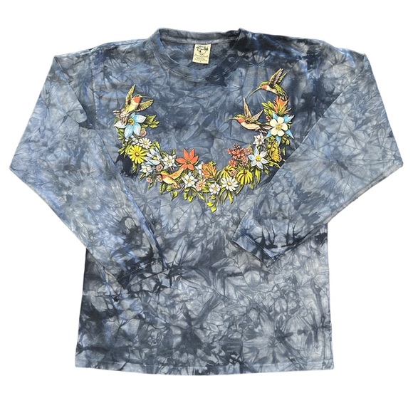 back to earth Tops - VTG 90s Back to earth nature core tie dye granola girl hippy hummingbird top L